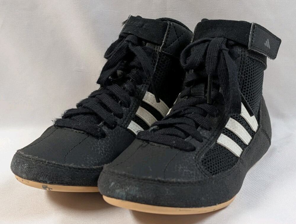 Adidas HVC 2 Youth Kids Wrestling Boxing Shoes Black White Gum Size 12K AQ3327